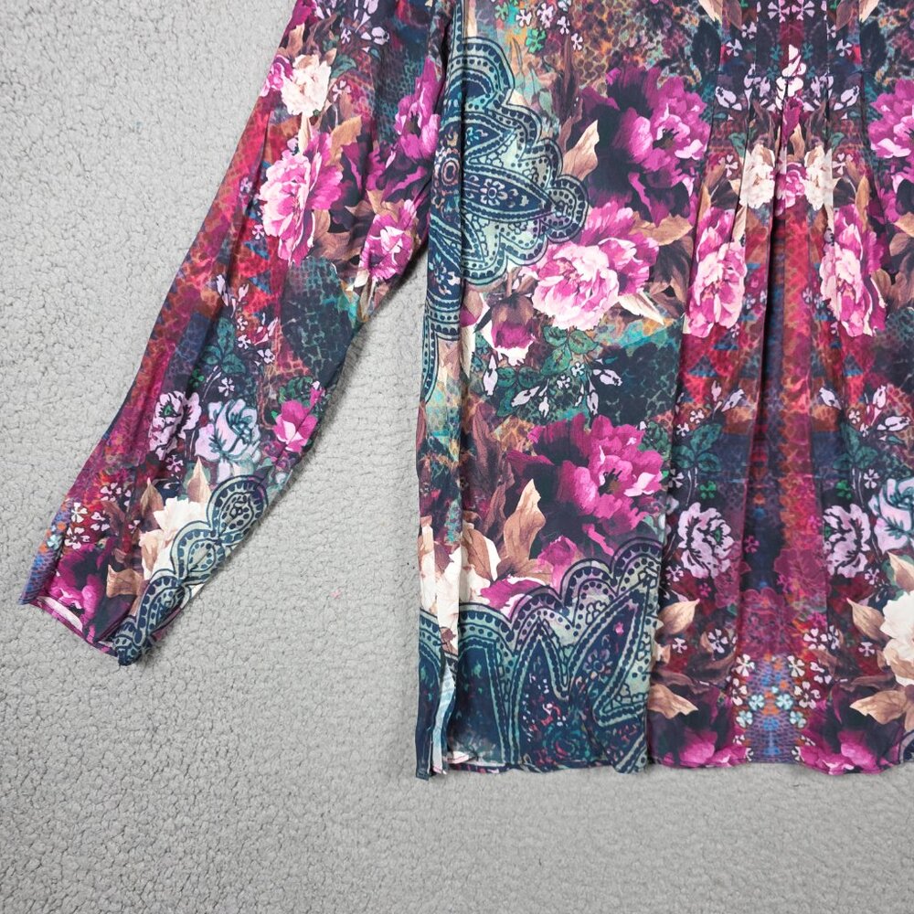Soft Surroundings Elevadas‎ Top Size M Floral Platead Fairy Whimsical Lagenlook - Picture 4 of 11